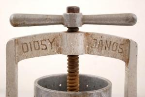 Fa talpas fém présgép "Diósy János" felirattal, működik, m: 29,5 cm