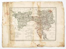 1835 Tirolis, Stájer Ország és Illyria Földképe, Karacs Ferentz, kissé viseltes állapotban, 46×33,5 cm/ 1835 Tyrol, Styria and Illyria Earth Pictures map, Karacs Ferentz,slightly dirty, 46 × 33.5 cm