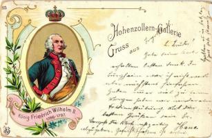 König Friedrich Wilhelm II / Frederick William II of Prussia, Hohenzollern-Gallerie floral, Art Nouveau, litho (b)