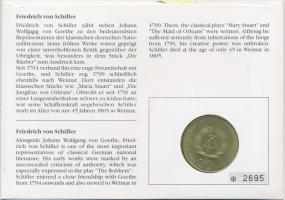 NDK 1972. 20M "Schiller" érmés, bélyeges borítékon alkalmi bélyegzővel, hátoldali ismertet...