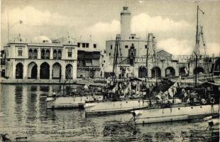 Algiers, Alger; LAmiraute et la Defense Mobile / the Admirality building and the mobile defence, ships, torpedo boats