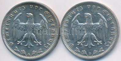 Német 3. Birodalom 1934D-1937A 1M (2x) T:2 patina
German Third Reich 1934D-1937A 1 Mark (2x) C:XF p...