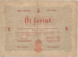 1848. 5Ft Kossuth bankó vörösesbarna T:III,III-