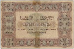1920. 5000K "Orell Füssli Zürich" piros sorozat- és sorszám T:IV ragasztott
Hungary 1920....