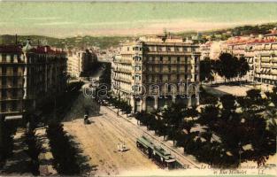 Algiers, Alger; 'Le Grand Hotel Excelsior et Rue Michelet' / Excelsior Grand Hotel and Michelet street, tram