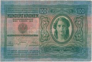 1912. 100K + Német Birodalom 1910. 1000M (2x) hétjegyű sorszám, piros pecséttel T:III szép papír
Hu...