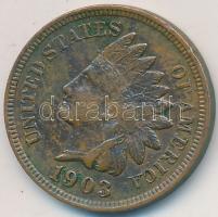 Amerikai Egyesült Államok 1903. 1c Br Indián fej T:2 ph. USA 1903. 1 Cent Br Indian Head C:XF edge error