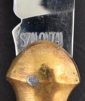 Szalontai zsebkés nemesfa nyéllel, acél pengével, jelzett, jó állapotban, h: 18 cm