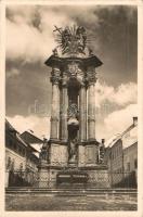 Selmecbánya, Banska Stiavnica; Szentháromság, Trojice. Krompacher György építész kézírásával / trinity statue