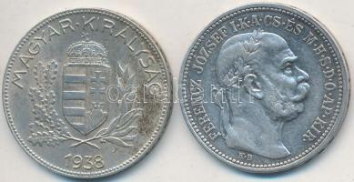 1915KB 1K Ag "Ferenc József" + 1938. 1P Ag T:2