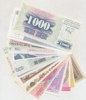 16db-os vegyes külföldi bankjegy tétel, közte Jugoszlávia, Kazahsztán, Peru T:I,I-
16pcs of various...