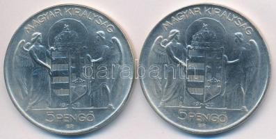 1939. 5P Fe "Horthy balra" modern replika (2x) T:2,2-
