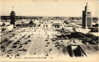 Tunis, 'Panorama pris de Dar-el-Bey' / view form Dar-el-Bey, from postcard booklet (EK)