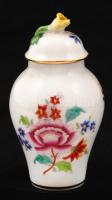 Herendi mini fedeles váza, kézzel festett, jelzett, hibátlan, m:8,5 cm