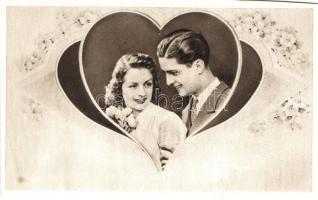 27 db RÉGI használatlan jó minőségű motívumlap; romantikus párok szerelmes üdvözlőlapjai / 27 old un...