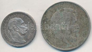 1915KB 1K Ag "Ferenc József" + 1947. 5Ft Ag "Kossuth" T:2,3