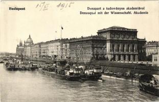 Budapest V. Magyar Tudományos Akadémia, Duna part, uszályok (vágott / cut)