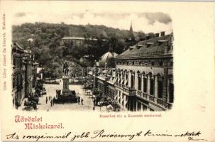 1899 Miskolc, Erzsébet tér, Kossuth szobor, kiadja Lővy József fia könyvkereskedés