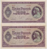 1945. 100P "BÜNTETÉS" szóban "N" felett lemezhiba (4x) ebből 2db sorszámkövető é...
