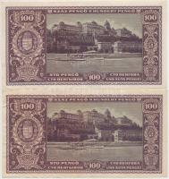 1945. 100P "BÜNTETÉS" szóban "N" felett lemezhiba (4x) ebből 2db sorszámkövető é...