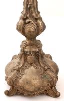 Antik, díszes gyertyatartók, 4  különböző, réz és fém, vegyes méretben, m: 30-38cm között