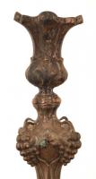 Antik, díszes gyertyatartók, 4  különböző, réz és fém, vegyes méretben, m: 30-38cm között