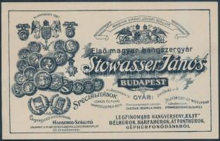 cca 1900 Stowasser hangszergyár reklámcédula