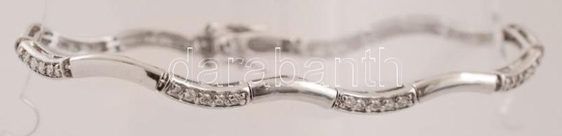 Ezüst(Ag) karkötő szintetikus kövekkel, jelzett, h: 19 cm, 7,8 g