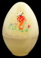 Kézzel festett bakelit tojás, kopásnyomokkal, m: 10 cm