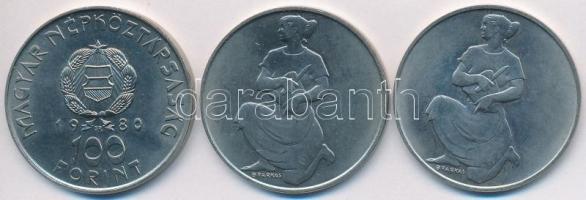 1980. 100Ft Ni "Szovjet-magyar közös űrrepülés" + 1981. 100Ft Ni "FAO" (2x) T:BU