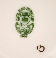 Zsolnay búzavirág mintás mokkás csésze és csészealj, kézzel festett, jelzett, hibátlan