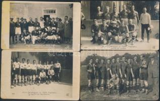 1924 Olimpiai sportfotók futballcsapatokról(Magyarország, Svájc, Románia, Uruguay, Svédország), 5 db fotólap, feliratozva, 9x14 cm