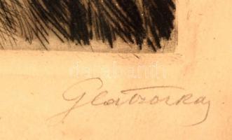 Glatz Oszkár(1872-1958) - Prihoda István (1891-1956): Betűvetés, színezett rézkarc, papír, jelzett, ...