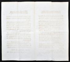 Buda 1856. "A császári királyi helytartósági osztály" által kiadott hirdetmény az "V....