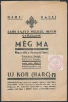 cca 1939 Az Új kor c. hungarista lap előfizetési felhívása és nyilas propaganda nyomtatvány 4p.