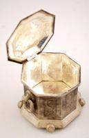 Régi, díszes teafűtartó, fém, jelzett, 9x10x10cm