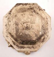 Régi, díszes teafűtartó, fém, jelzett, 9x10x10cm