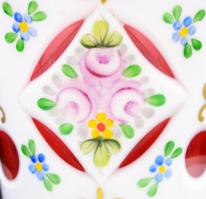 Régi,belül rózsaszín kívül  tejüvegváza, kézzel festett,hibátlan, 14x9cm