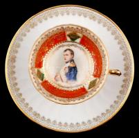 Régi cseh Viktoria mintás kávéscsésze és alj (nem eredeti), matricás, a csésze jelzett, kissé kopott