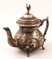 Régi, ezüstözött teás- kávés készlet, gazdagon díszített,jelzett, 3db, m:15-20cm között