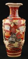 Jelzett kínai váza, fajansz, kézzel festett, máz alatti repedésekkel, m:33cm/ Marked Chinese vases, earthenware, painted, under glaze cracks, m: 33cm