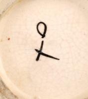 Jelzett kínai váza, fajansz, kézzel festett, máz alatti repedésekkel, m:33cm/ Marked Chinese vases, ...