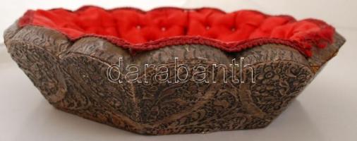 Ezüstlemezzel borított nagy tál, régi, d:32cm