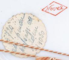 Novex falitányér, porcelán, kézzel festett, jelzett, lepattanással, d:20cm