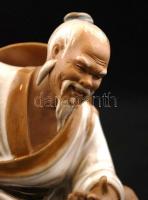 Kínai kerámia figurák, zenészek, horgászok jelzett, kézzel festett, 8db, különböző méretben, hibátla...