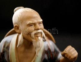 Kínai kerámia figurák, zenészek, horgászok jelzett, kézzel festett, 8db, különböző méretben, hibátla...