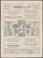 1861 Pest, Gerenday Antal az első orsz. szabadalmazott márványművek gyárának díszes fejléces számlája 5kr okmánybélyeggel