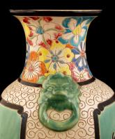 Fu, Lou és Shou padlóváza, kézzel festett, jelzés nélkül, mázas kerámia, apró kopásokkal, m:48 cm