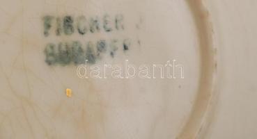 Fischer Budapest kávéscsészék aljjal, kézzel festett, jelzett, repedéssel, lepattanásokkal, 5x4,5cm