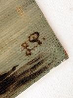 L.P. jelzéssel: Csónakok napnyugtakor. Olaj, farost, keretben, 38×65 cm